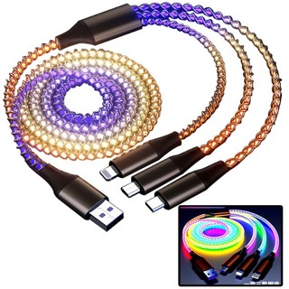 Cáp Sạc Phát Sáng Dây Sạc Điện Thoại Di Động Dây Sạc Nhanh Điện Thoại 3 Đầu Androi-C-Liling