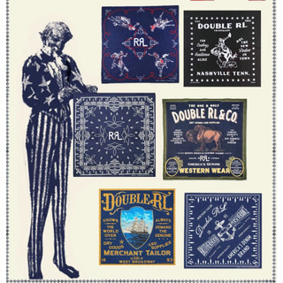  Khăn vuông Bandana Phong cách Cổ điển Double RL Vintage 