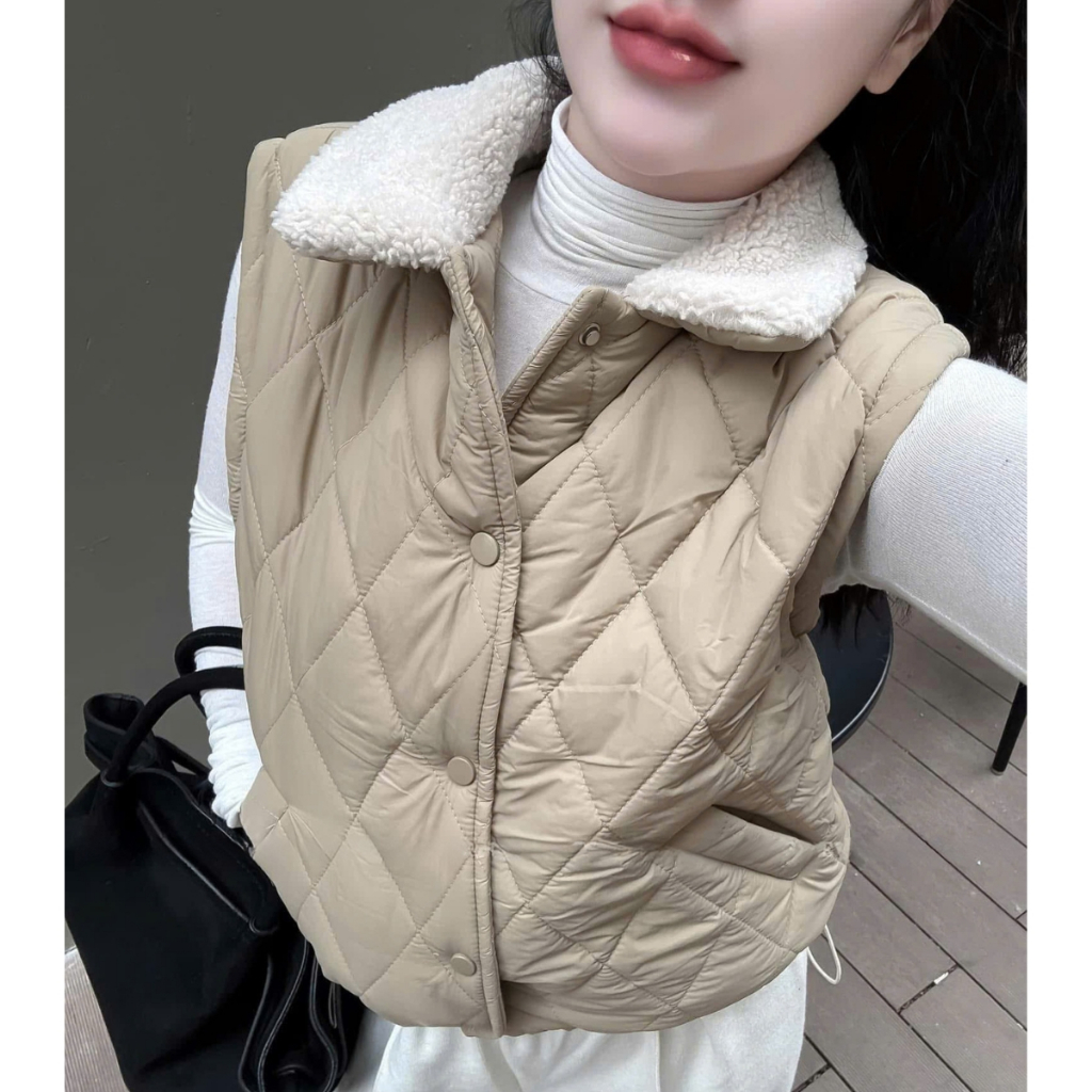 EMLYvn - Áo Gile Phao Nữ Cổ Lông Trần Bông Cao Cấp, Áo Khoác Gile Phao Hàn Quốc Mùa Đông 2025 | BigBuy360 - bigbuy360.vn