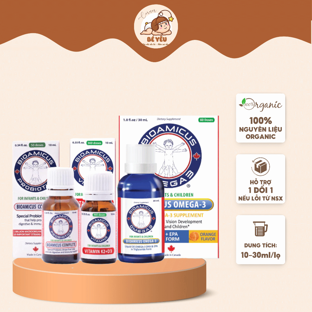 Bộ Ba BioAmicus Cho Bé - Complete Bổ Sung 10 Chủng Lợi Khuẩn, Vitamin K2&D3 Phát Triển Xương