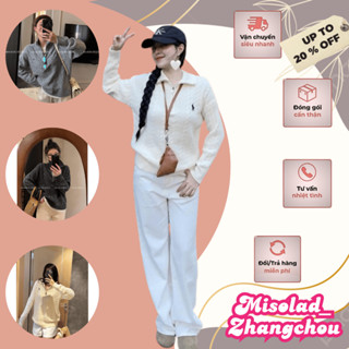 Áo Len Nam Nữ Cổ Lọ Phối Zip Thêu Ngựa, Áo Sweater Len Hàn Quốc Unisex Chất Len Vặn Thừng Chuẩn Hàng QCCC  L1