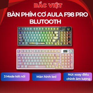 Bàn Phím Cơ Bluetooth Trong Suốt Aula F98 PRO LED RGB, Màn Hình LED tuỳ chỉnh, Switch HOTSWAP. Bảo Hành 12 Tháng