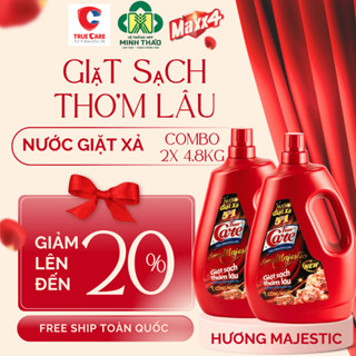 Combo 2 can nước giặt xả True Care 4,8kg trắng sạch quần áo , gấp đôi hạt lưu hương thơm lâu mềm vải