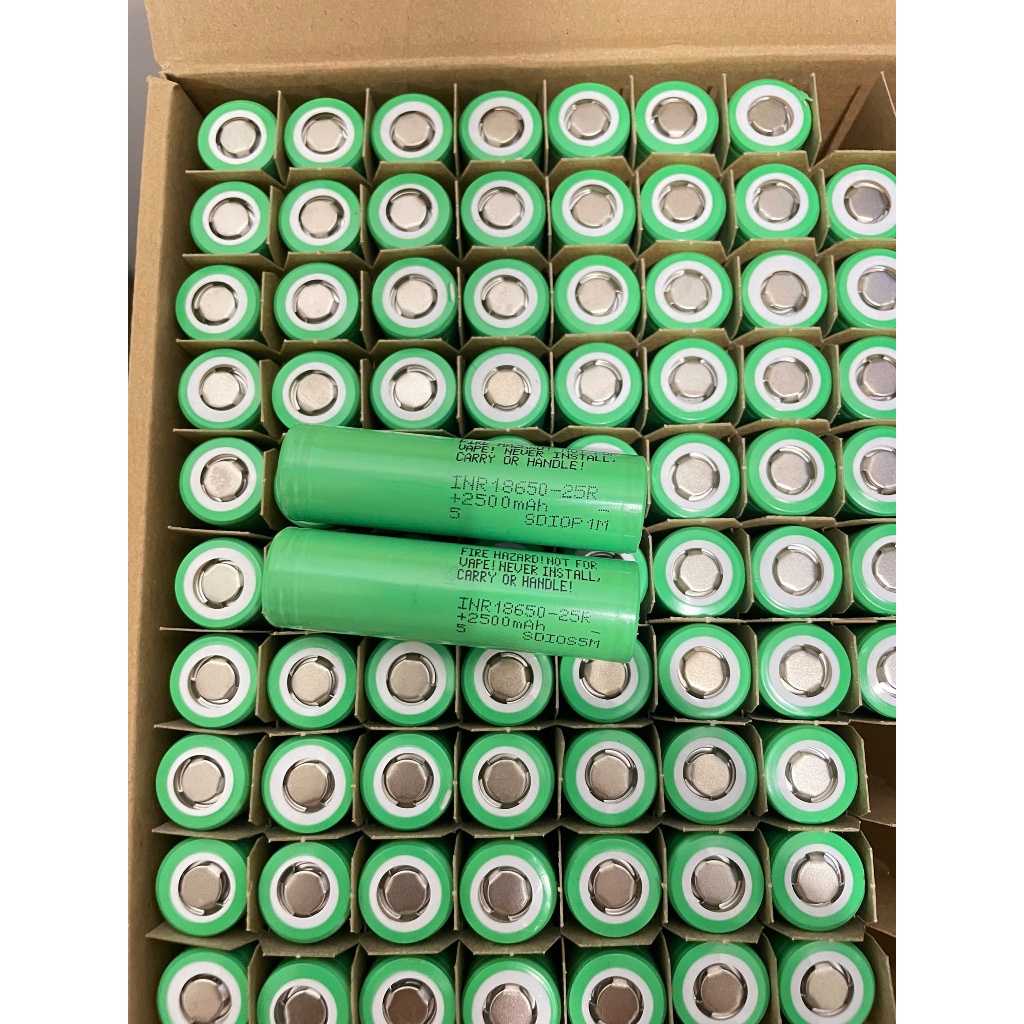 Cell Pin Samsung 25R 18650  (Hàng mới 100% nội trở 12-14), dòng xả 30A . Lô này in chữ samsung lên c