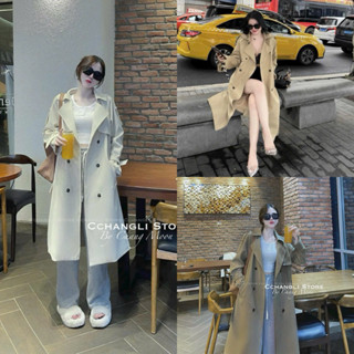 Áo măng tô kaki nữ dáng dài 2 lớp