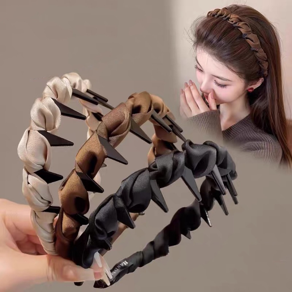 Băng đô cài tóc bọc vải lụa làm phồng tóc xinh xắn phong cách Hàn Quốc phụ kiện tóc