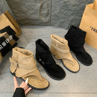 [HÀNG CÓ SẴN] Size 40-42 Bốt kẹp ngón da lộn bẻ vạt BIG SIZE