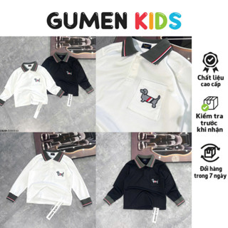  Áo Polo Dài Tay Trẻ Em Thêu Hình Chó Đáng Yêu Chất Cotton Mềm Mịn - Áo Thun Có Cổ Bé Trai Bé Gái Local Brand Thời Trang 