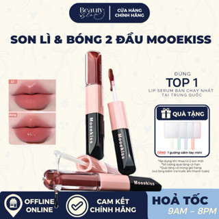   HỎA TỐC  Son Kem 2 Đầu MOOEKISS Hiệu Ứng Lì Mịn Blur Và Son Bóng Lâu Trôi Chống Dính Cốc 