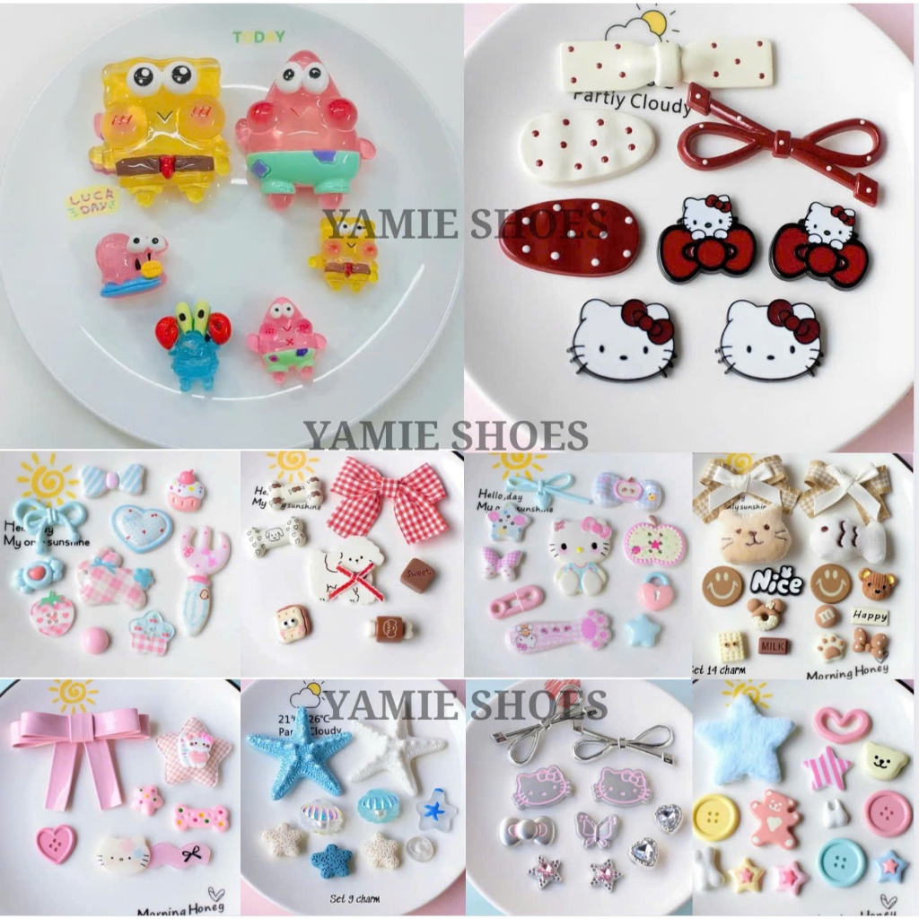 CHARM gắn dép sục - Bộ 10 sticker - nhiều màu - dễ thương - nhựa cứng