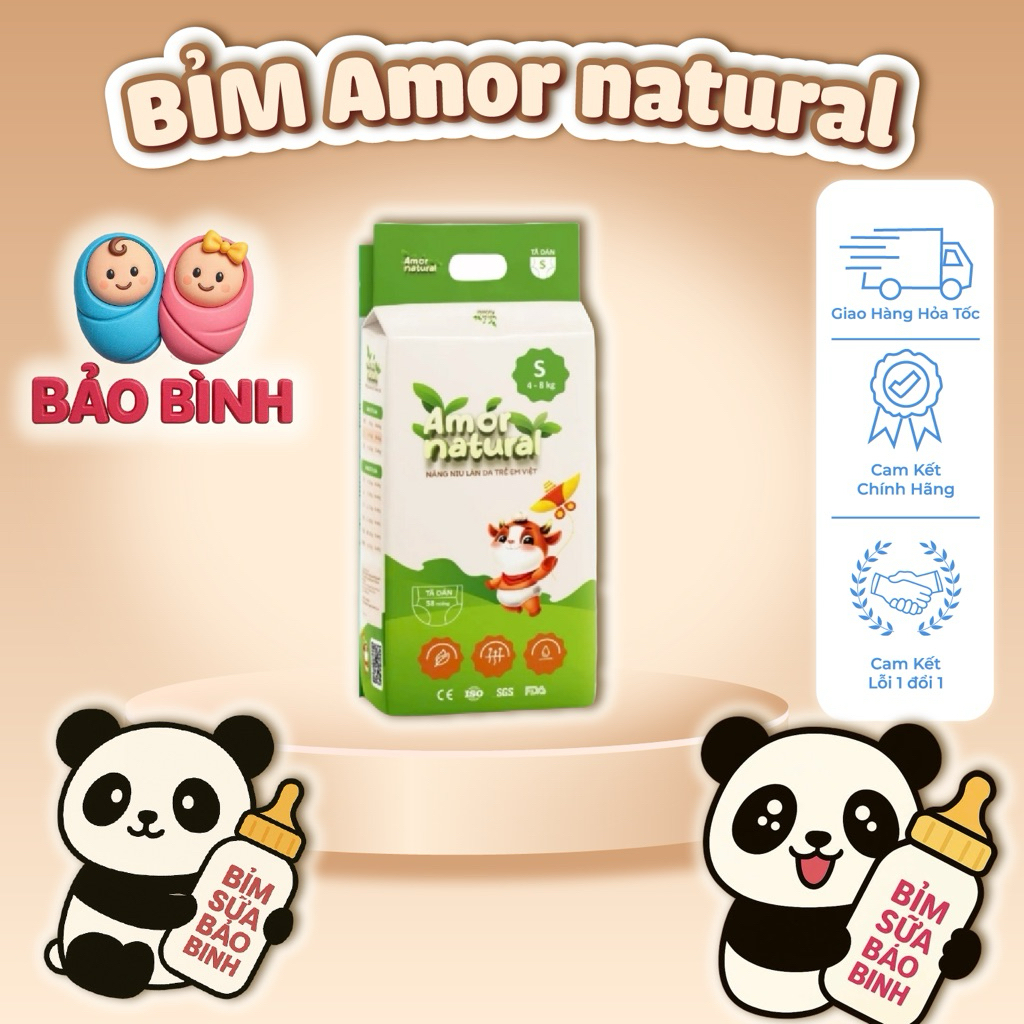 Không Quà_Chính Hãng_ Bỉm  Amor Natural  NB68S58M52 M48 L44 XL42 XXL40 XXXL38 XXXXL34 Chính hãng, ai