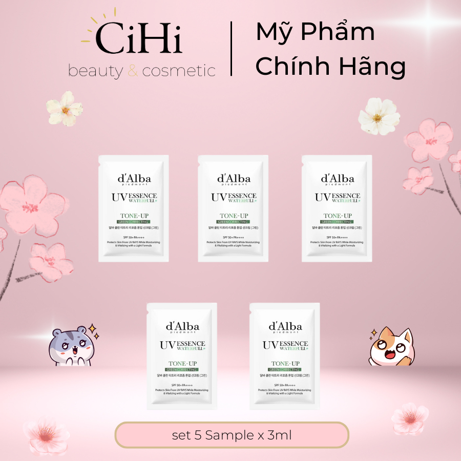 [Sample 3ml] Kem Chống Nắng Dalba Xanh Lá/ Hồng – d'Alba Tone Up Green Correcting, Chống Nắng SPF50+