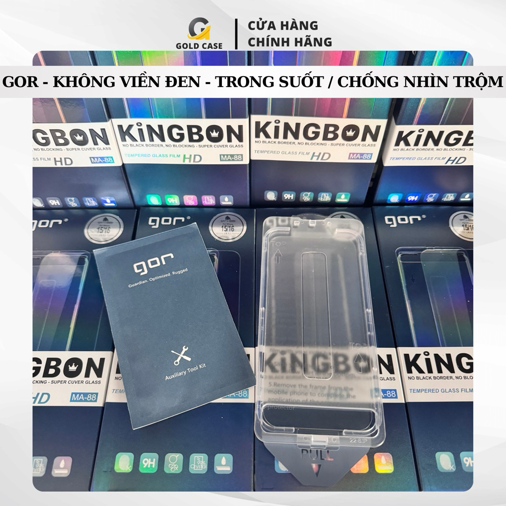 Kính cường lực GOR không viền đen , trong suốt / chống nhìn trộm 360 độ có khung trợ dán dành cho ip