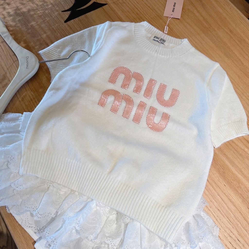 (HÀNG QC L1) Áo len cộc tay chữ miu hồng ORCHID.SHOP