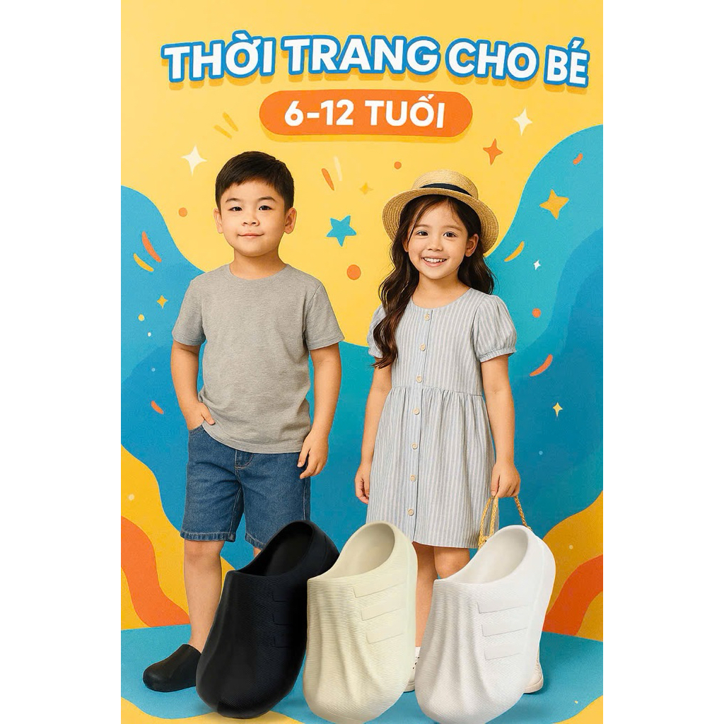 Dép sục con sò, đúc nguyên khối, chống nước, cao 4cm, hottrend 2024, BABY - size 28-35 (TT19BB)