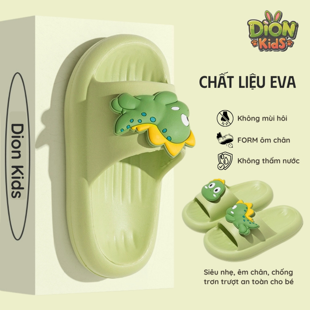 Dép lê khủng long cho bé trai, bé gái chất liệu EVA cao cấp, không mùi, êm ái, siêu nhẹ an toàn - Dion Kids