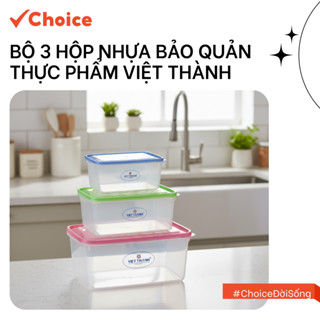 [Choice] Combo 3 Hộp Nhựa Bầu Việt Thành VT01 Đựng Thực Phẩm