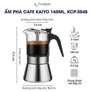 Ấm pha cafe KAIYO MOKA POT size 160ml 240ml tiện lợi dùng mọi loại bếp
