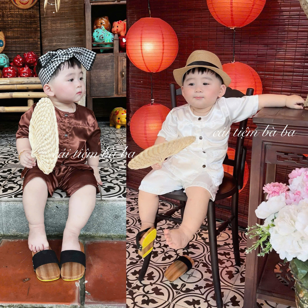 Bộ quần áo đùi cho bé, bộ đồ bà ba cộc, bộ đồ ngắn ĐỒ CHÚ CUỘI cho bé trai bé gái chất lụa mềm mại