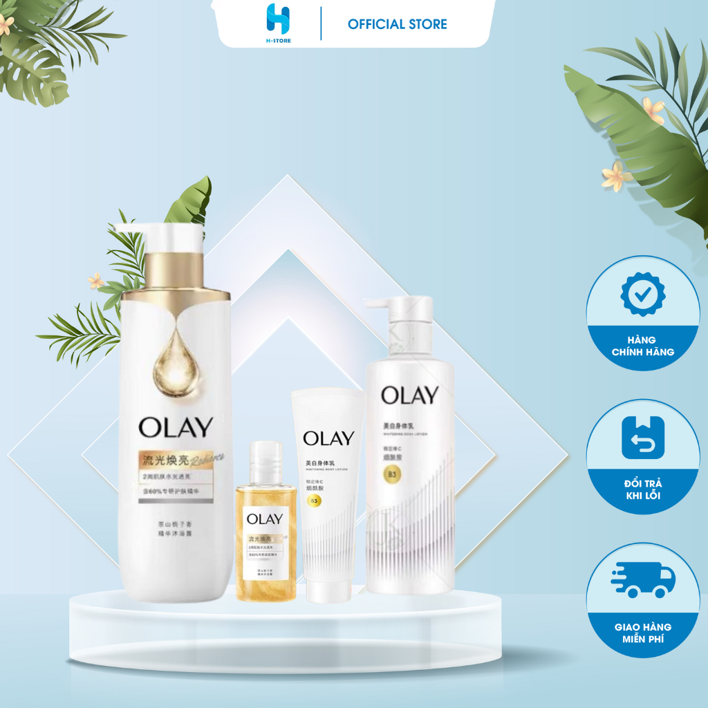 Sữa Tắm Olay B3+ và Sữa Dưỡng Thể Olay B3 Vitamin C, Olay Bright Ultra Whitening