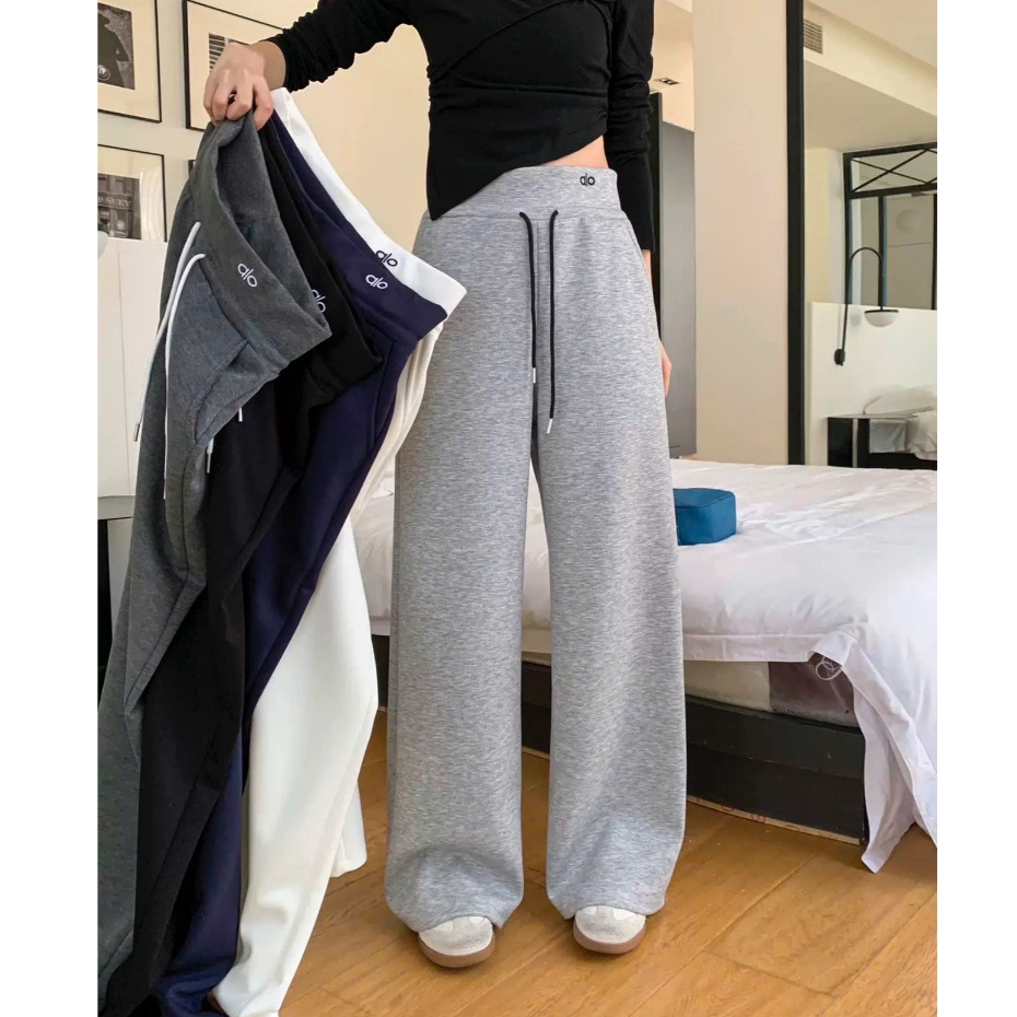 Quần Dài Nữ Cạp Thun Bản To Ống Rộng Chất Mì Nỉ Dày Ấm D10