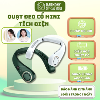 Quạt Đeo Cổ Làm Mát HARMONY Quạt Tích Điện Mini, 3 Chế Độ Mát, Sử Dụng 8H, Cổng Thoát Khí Kép QDC03