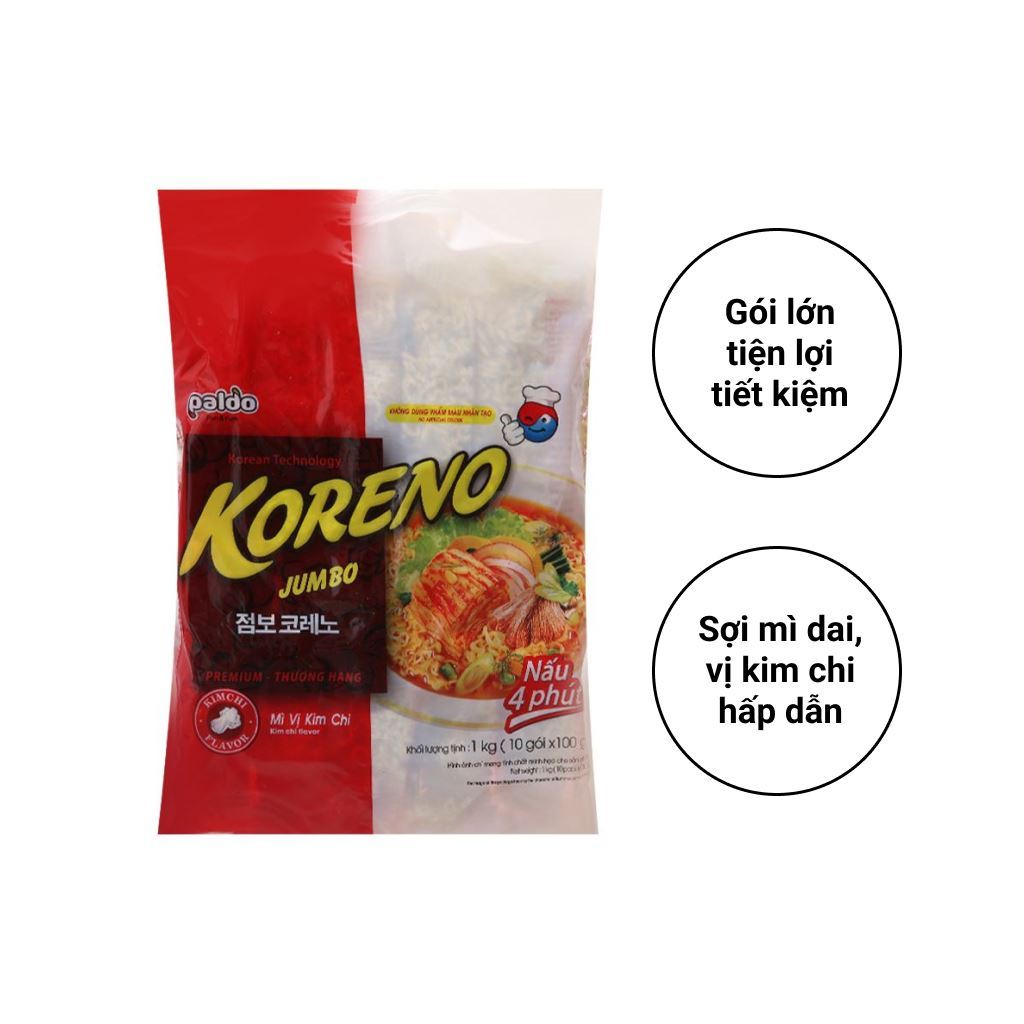 [CỰC RẺ] Mì Jumbo Koreno kim chi gói 1 kg
