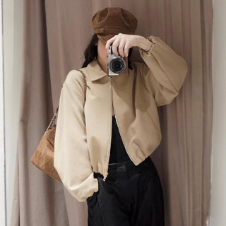 Áo Khoác Dạ Bomber Nữ Kiểu Basic Dáng Lửng Chi Tiết Túi Dọc Mùa Thu Đông Noiree - KA586