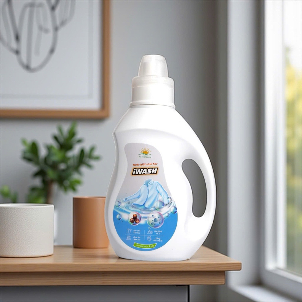 Nước Giặt Sinh Học IWASH (màu xanh dương) chai 1L