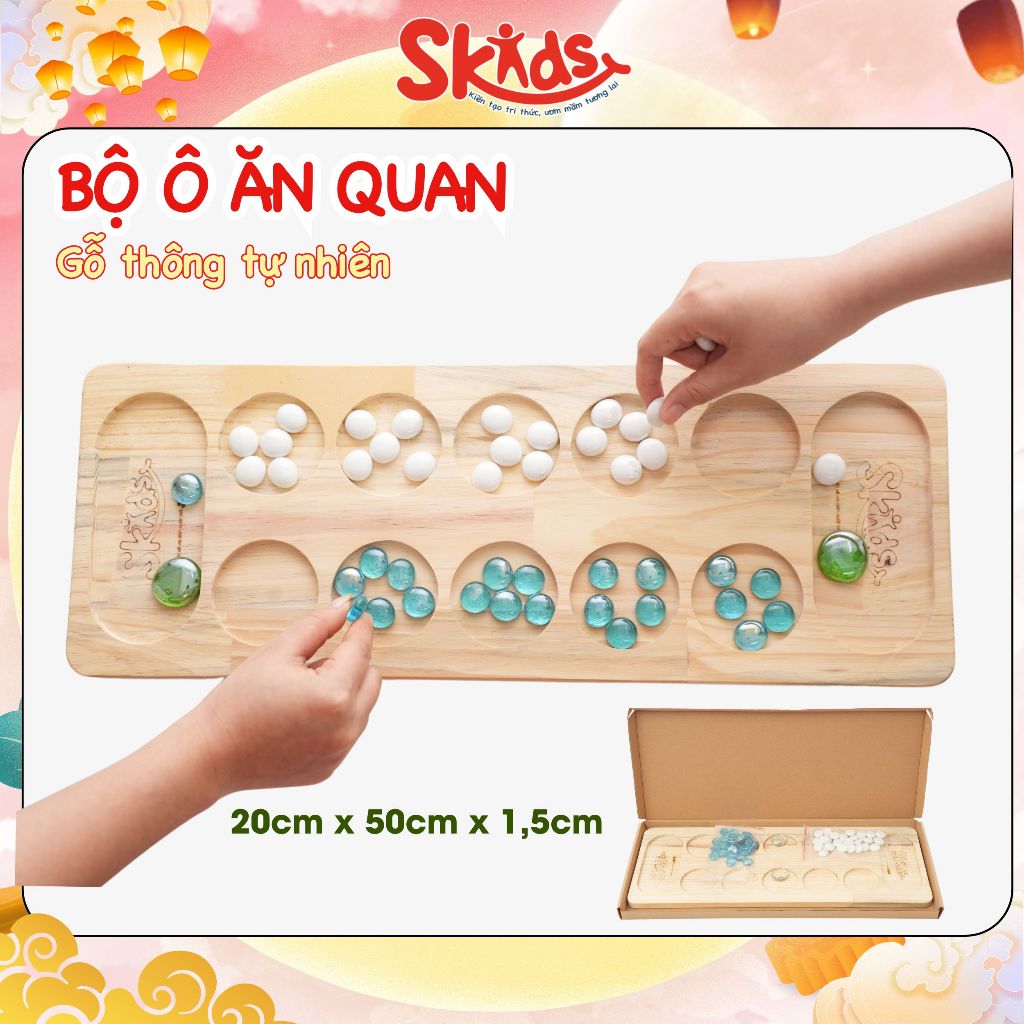 BỘ CỜ - Ô ĂN QUAN CHẤT LIỆU TỪ GỖ THÔNG TỰ NHIÊN - SKIDS