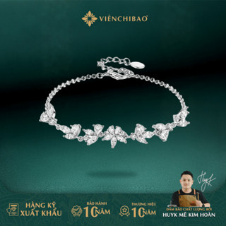 Lắc tay bạc, dây chuyền bạc nữ xi bạch kim hoa tử đằng S925 đính đá - Viễn Chí Bảo L401038