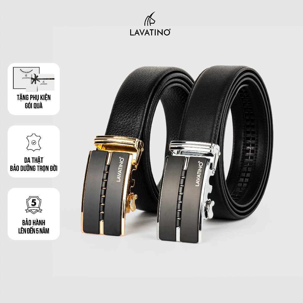 Thắt Lưng Nam Da Bò Thật Cao Cấp Hàng Hiệu Lavatino Khoá Tự Động Thiết Kế Sang Trọng TINO 08