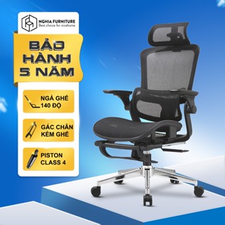 Ghế công thái học Nghiafurniture Mirai Tối đa tính năng, ngả lưng 140 độ, có gác chân, piston class4