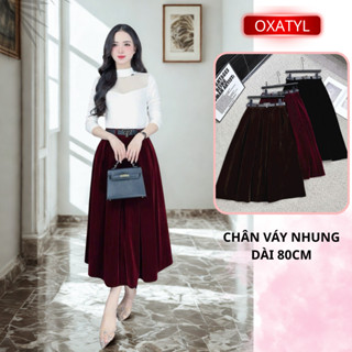  Chân váy nhung dài dáng xòe cao cấp Oxatyl V87 Chân váy thời trang công sở thu đông 