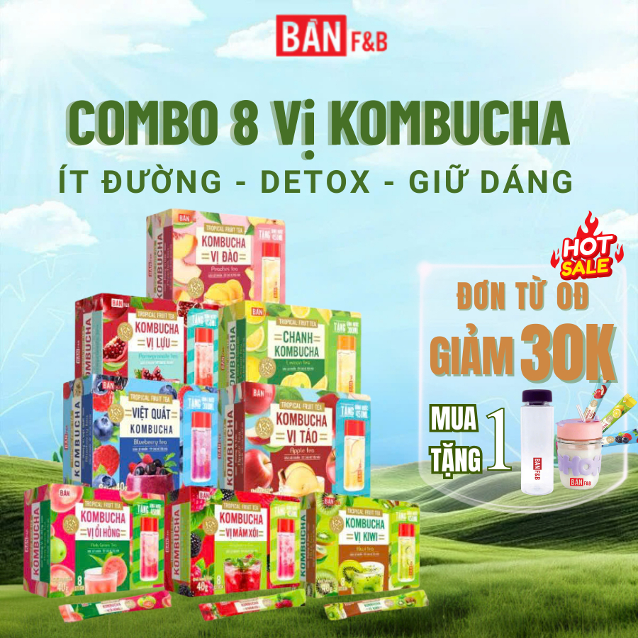 [ GIẢM 50K ] Combo Trà Kombucha Dạng Gói Tiện Lợi Trà Lên Men Trà Trái Cây Giải Khát Detox Cơ Thể - Bản F&B