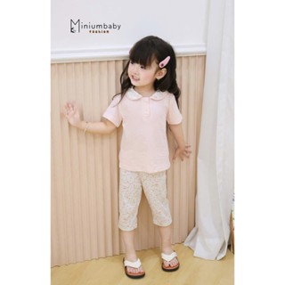  Bộ đồ cộc lửng bé gái 1-6 tuổi dáng cổ sen MiniumBaby chất cotton mềm thời trang thiết kế SB2378 