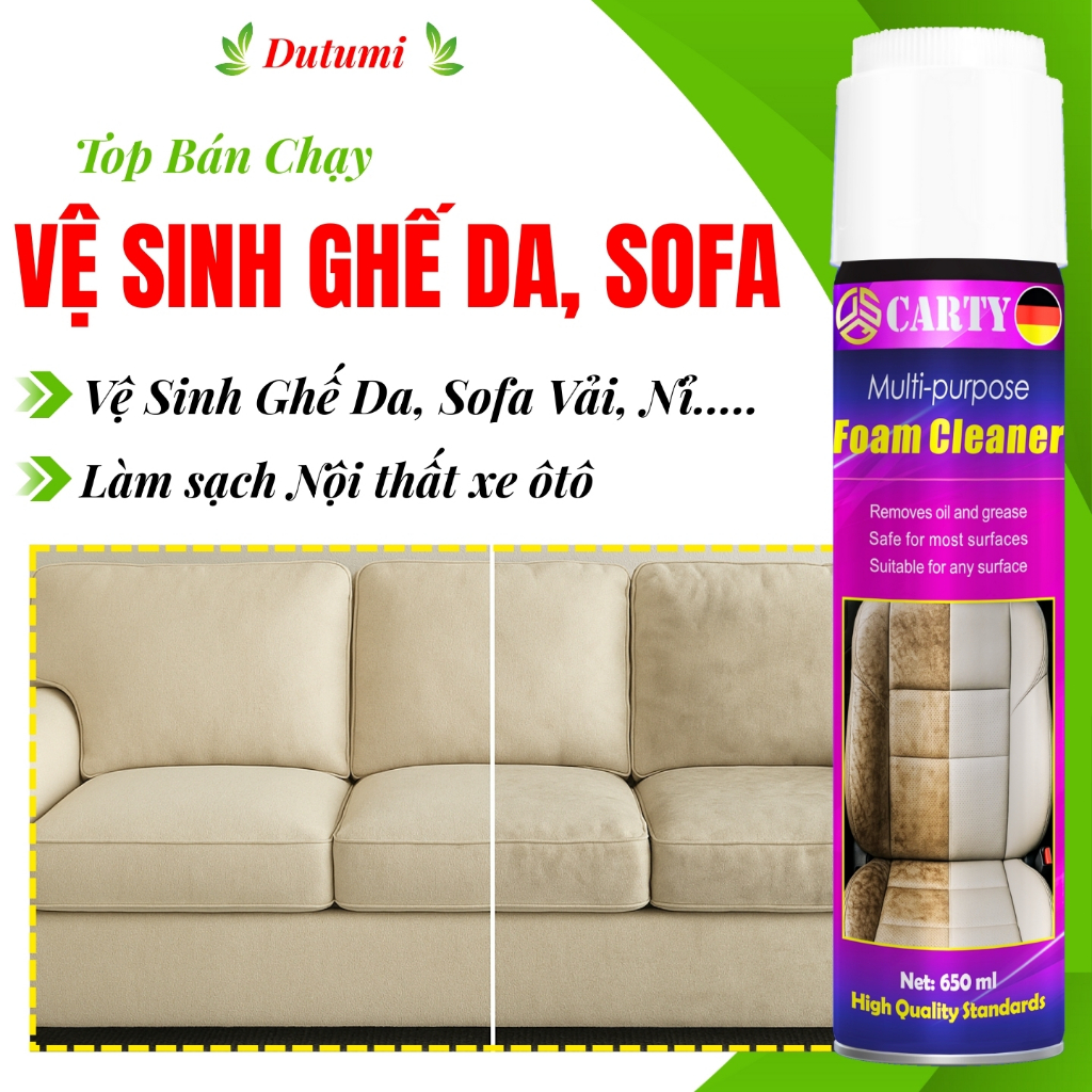 Tẩy Ghế Da Sofa - Vệ Sinh Sofa - Làm Sạch Ghế Da, Vải, Nỉ, Lau Nội Thất Ô tô - Công Nghệ Bọt An Toàn