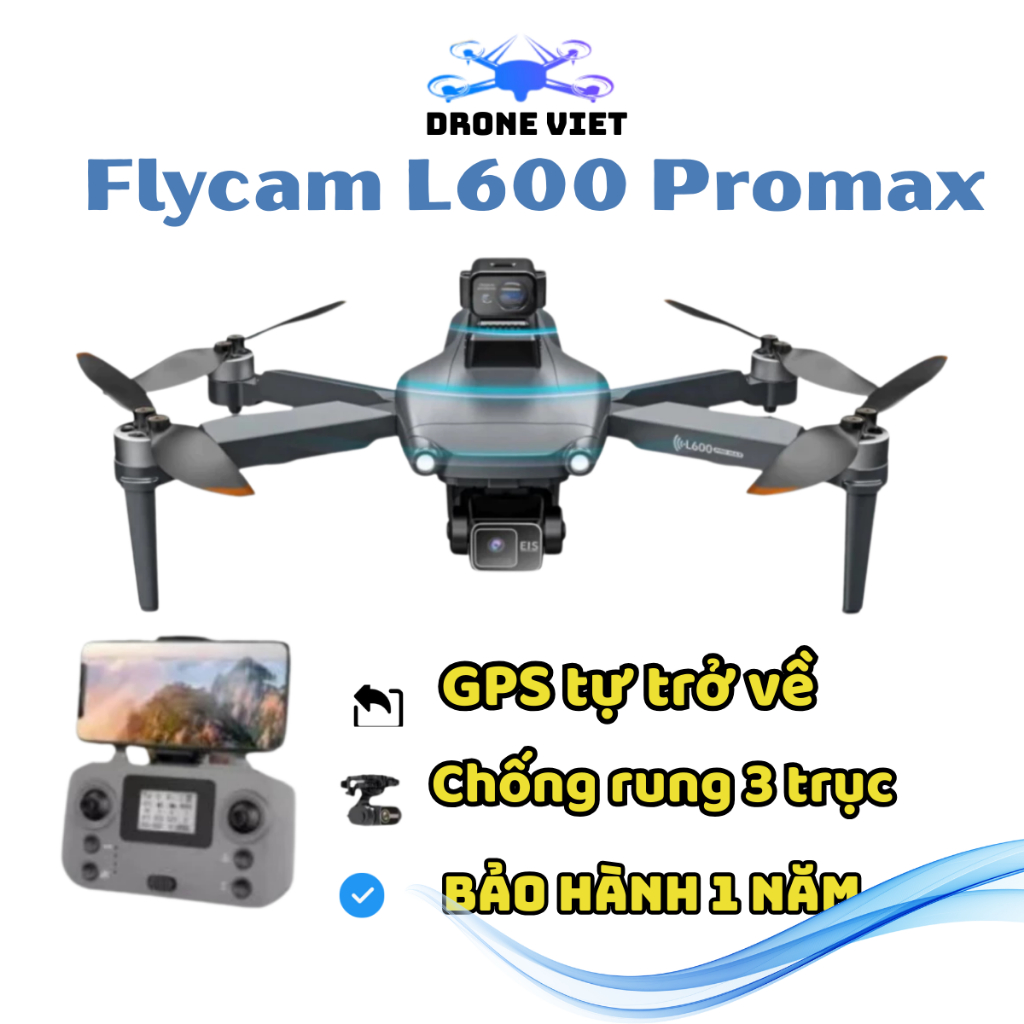 Flycam l600 pro max, camera 4K có GPS, pin khủng, gập gọn, điều khiển từ xa