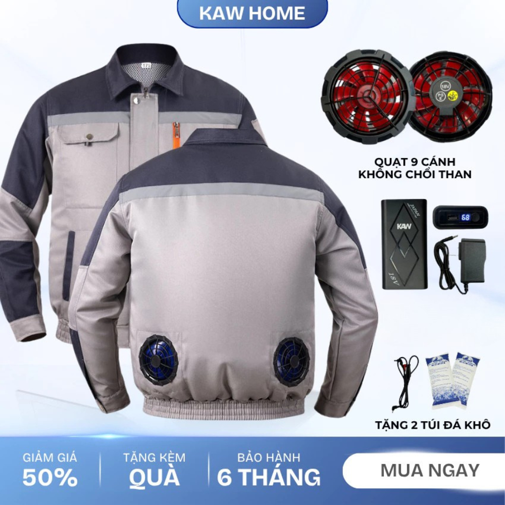 Áo Điều Hòa KAW – Làm Mát Cơ Thể, Quạt Gió 2 Chiều, Pin Sạc Dài Lâu, Chống Nắng Tốt