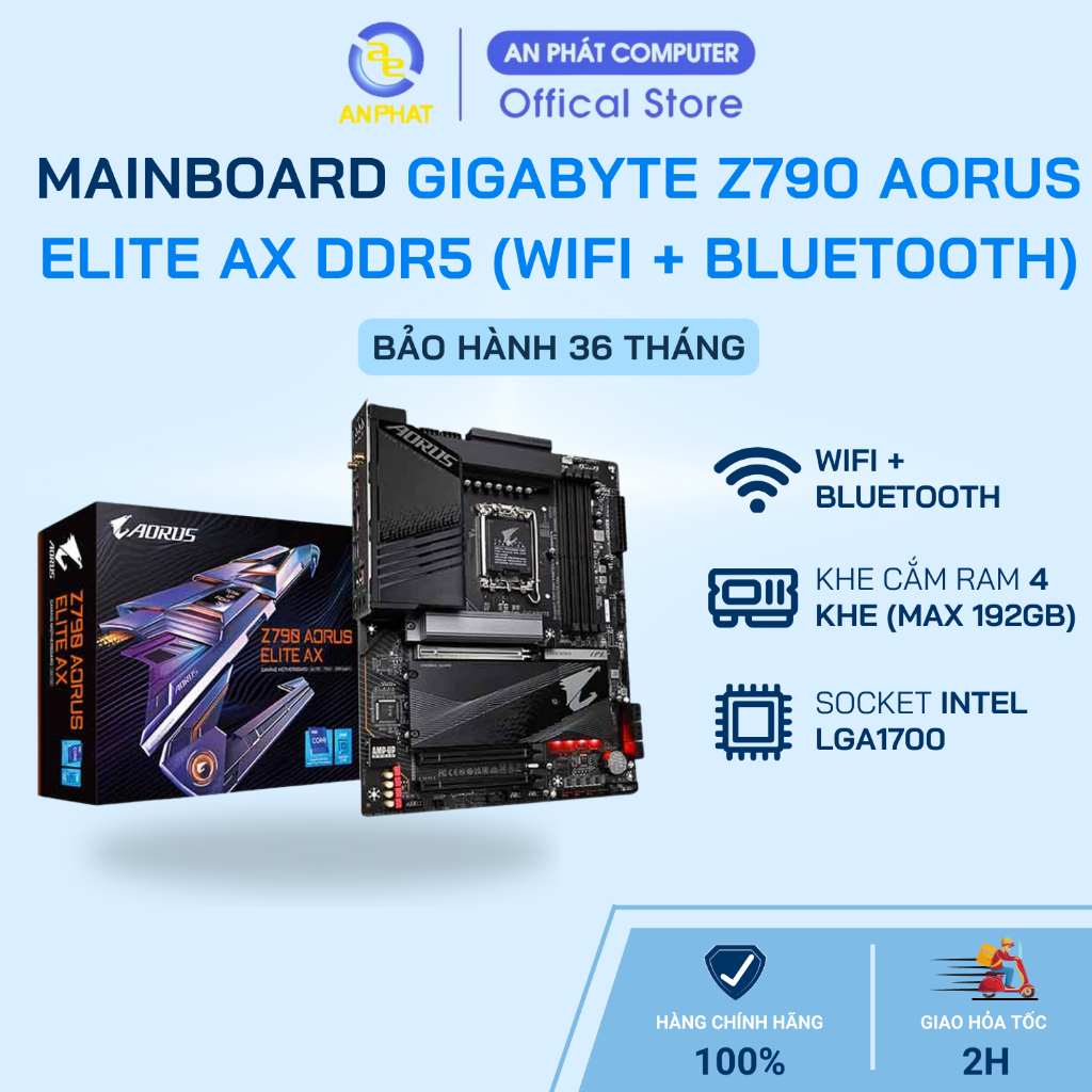 Mainboard Gigabyte Z790 AORUS Elite AX DDR5 (Wifi + Bluetooth) [HÀNG CHÍNH HÃNG | BẢO HÀNH 36 THÁNG]