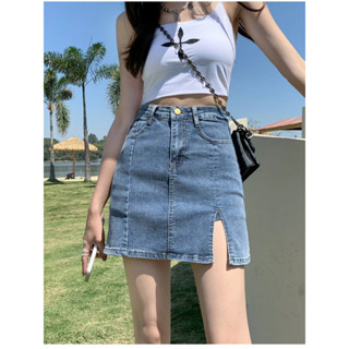 Chân váy jean,chân váy bò chữ A dáng ngắn xẻ tà có quần bảo hộ bên trong siêu hack dáng TT06
