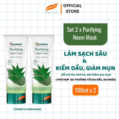 SET 2 mặt nạ đất sét chiết xuất lá neem Himalaya Neem Face Mask 100ml/ chai