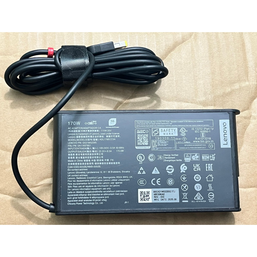 Bán sạc Laptop Lenovo gaming 170W ( 20V 8.5A ) Ovan   DATE 2025 Hàng cũ , zin Theo máy , chính Hãng