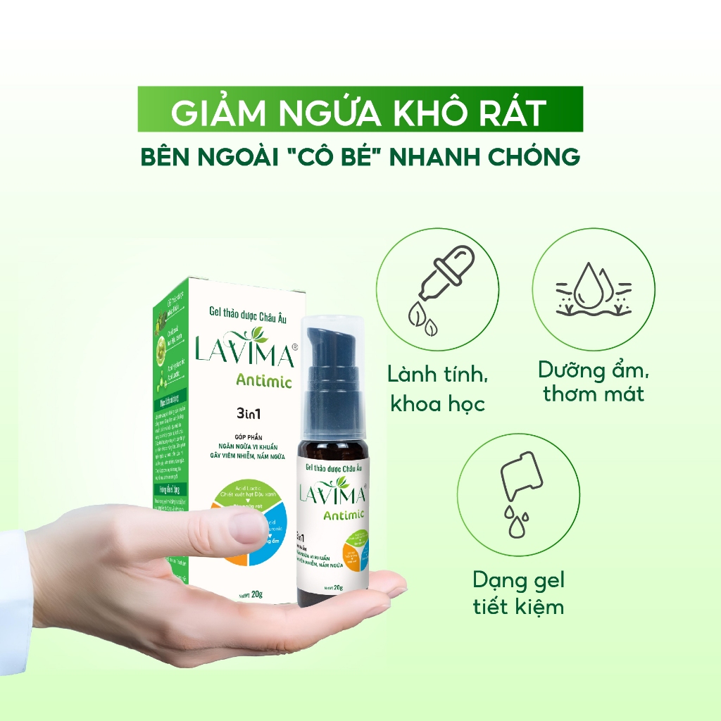 [Gel bôi NẤM NGỨA phụ khoa] Che tên sản phẩm Gel Phụ Khoa Lavima Antimic Thảo Dược
