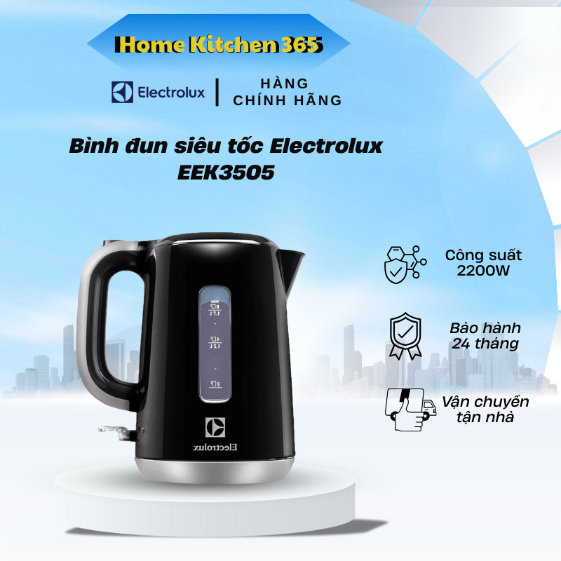 Bình đun siêu tốc Electrolux EEK3505 1.7 lít, Thiết kế hiện đại, an toàn - HK3