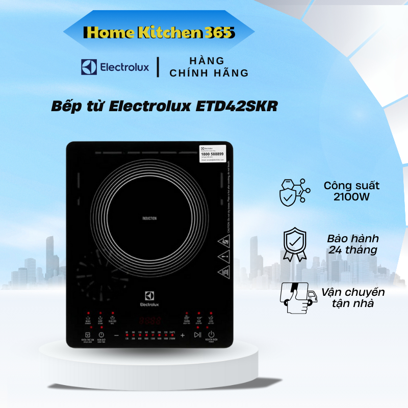 Bếp từ Electrolux ETD42SKR, công suất 2100W, bảng điều khiển cảm ứng, Hẹn giờ 180 phút - HK3