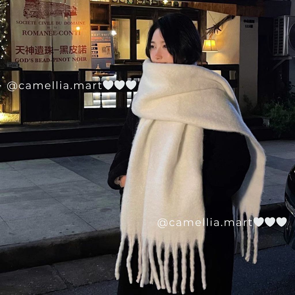 Khăn quàng cổ bản to ấm áp BST màu trơn mới, khăn len choàng chất liệu dày dặn style Hàn Quốc