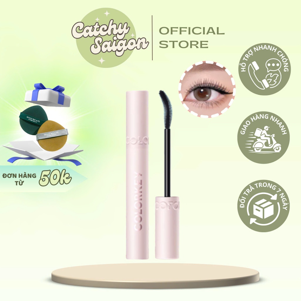 [COLORKEY] Mascara Colorkey Vỏ Hồng, Làm Dày Và Dài Mi Chống Nước, 6g