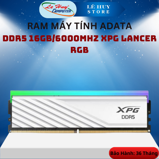 Ram PC ADATA DDR5 16Gb/6000Mhz XPG LANCER RGB White - Hàng Chính Hãng
