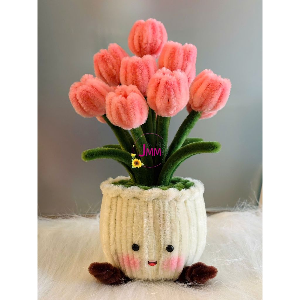 Chậu Hoa Tulip Kẽm Nhung Để Bàn Xinh Yêu, Quà tặng handmade